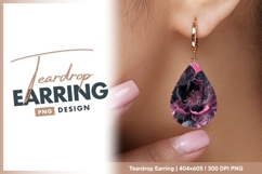 Pink and black abstract floral textured Teardrop Earring Product Image 1