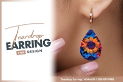 Colorful Sunflower Teardrop Earring Png Design Product Image 1