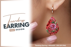 Embroidered Roses Teardrop Earring Png Design Product Image 1