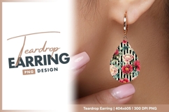 Floral Design Teardrop Earring Png Product Image 1