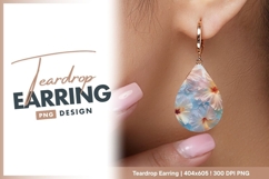 Pastel Hibiscus Flower Pattern Teardrop Earring Png Product Image 1