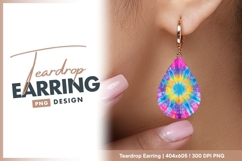 Colorful Tie Dye Pattern Teardrop Earring Png Product Image 1