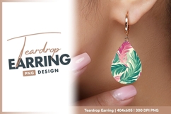 Tropical Leaf Pattern In A Teardrop Earring Product Image 1