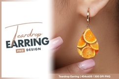 Orange Slice Teardrop Fruit Background Teardrop Earring Product Image 1