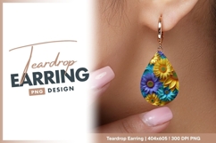 Colorful Sunflower Flower Teardrop Earring Png Product Image 1