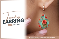 Paper Poppy Flower Basket Teardrop Earring Png Product Image 1