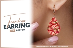 Watercolor Strawberry Pattern Teardrop Earring Png Design Product Image 1