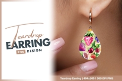 Watercolor Fruit Pattern Teardrop Earring Png Product Image 1