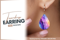 Alcohol ink flowing purple pink abstract Teardrop Earring Product Image 1