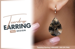 Elegant black and gold abstract floral Teardrop Earring Product Image 1