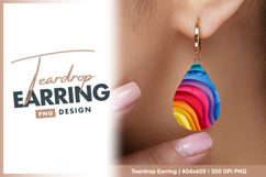 Layered papercut rainbow artistic teardrop earring png Product Image 1