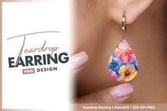 Colorful watercolor floral background with Teardrop Earring Product Image 1
