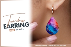 Vivid watercolor alcohol ink with gold Teardrop Earring Product Image 1