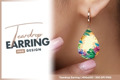 Tropical flowers frame with empty space Teardrop Earring Product Image 1