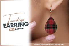 Red and green distressed plaid texture Teardrop Earring Product Image 1