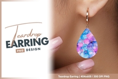Watercolor floral pattern blue pink purple Teardrop Earring Product Image 1
