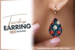 Festive christmas ornaments on dark Teardrop Earring Product Image 1