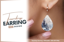Winter wolf in snowy forest scene Teardrop Earring Product Image 1