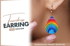 Rainbow paper art with blue clouds Teardrop Earring Product Image 1