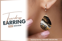 Abstract black white gold marble texture Teardrop Earring Product Image 1