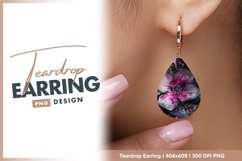 Abstract floral artwork in pink black and Teardrop Earring Product Image 1