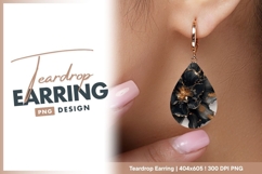 Black and gold ink flower abstract art Teardrop Earring Product Image 1