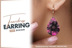 Abstract pink and black glittery flower Teardrop Earring Product Image 1