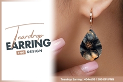 Elegant black and gold flower illustration Teardrop Earring Product Image 1