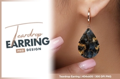Black and golden floral abstract artwork Teardrop Earring Product Image 1