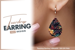 Vivid floral pattern teardrop earring png design Product Image 1