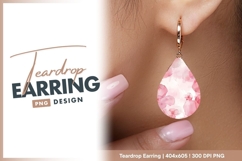 Pink watercolor flowers teardrop earring png Product Image 1