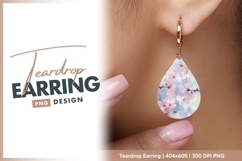 Pink cherry blossoms on teardrop earring png Product Image 1
