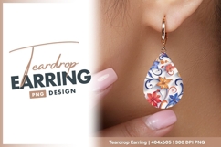 Elegant floral teardrop earring png design Product Image 1