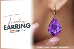 Purple paper flowers teardrop earring png design Product Image 1