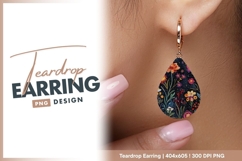 Colorful floral pattern teardrop earring png Product Image 1