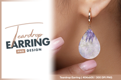 Purple wisteria watercolor background teardrop earring png Product Image 1
