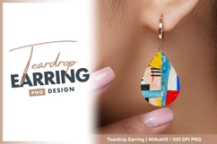 Colorful abstract collage teardrop earring design png Product Image 1