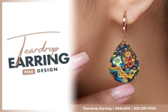 Colorful abstract fluid design teardrop earring png Product Image 1