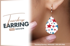 Watercolor red and blue stars teardrop earring Product Image 1