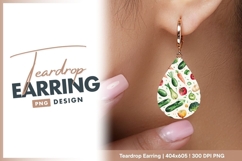 Watercolor vegetables pattern teardrop earring png Product Image 1