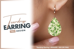 Green leaves pattern teardrop earring png design Product Image 1