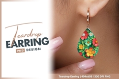 Colorful paper cut flowers teardrop shape teardrop earring Product Image 1