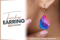 Abstract rainbow watercolor alcohol ink Teardrop Earring Product Image 1