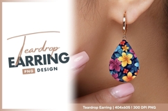 Colorful floral pattern seamless background teardrop earring Product Image 1