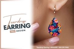 Vibrant floral pattern teardrop earring png Product Image 1