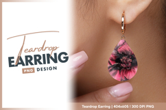 Pink and black alcohol ink flower closeup Teardrop Earring Product Image 1