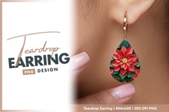 Poinsettia paper art floral holiday teardrop earring Product Image 1
