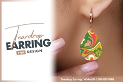 Retro floral pattern with swirling lines teardrop earring Product Image 1
