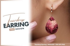 Pink flower heart frame wedding invitation teardrop earring Product Image 1