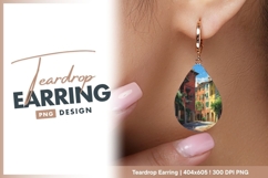 Charming italian street scene architecture teardrop earring Product Image 1